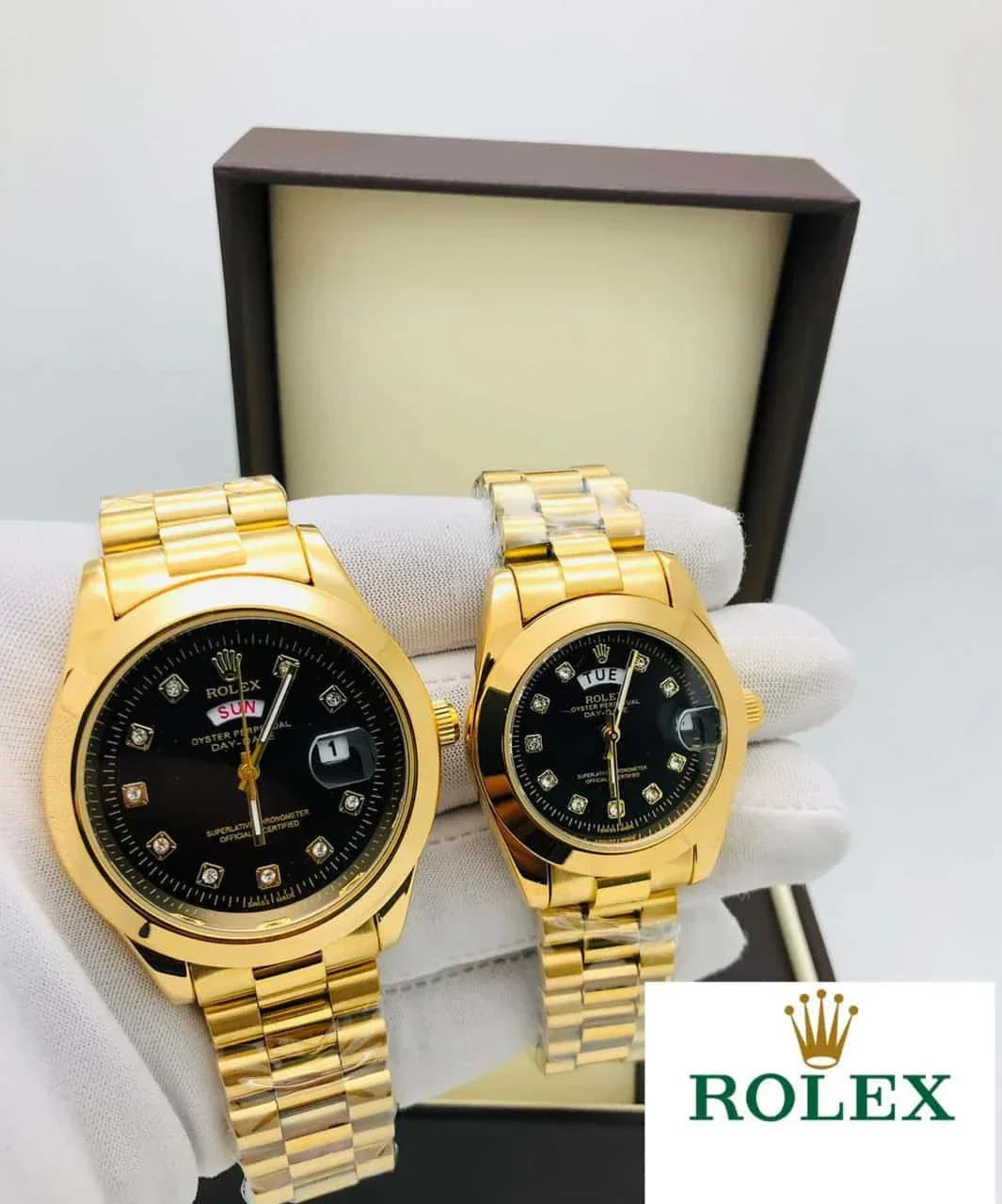 Rolex Stainless Steel Couple Watch With Rolex Box