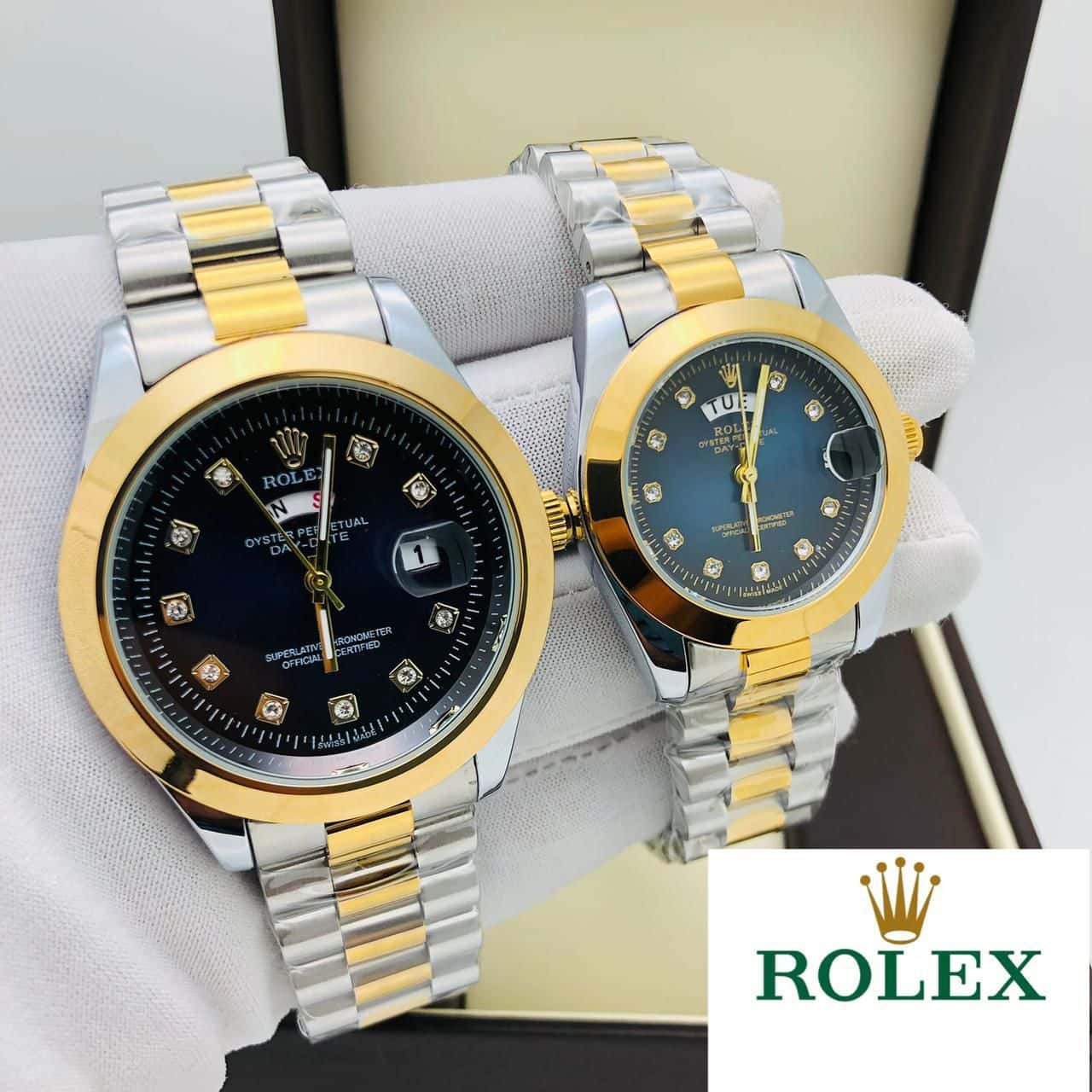 Rolex Stainless Steel Couple Watch With Rolex Box