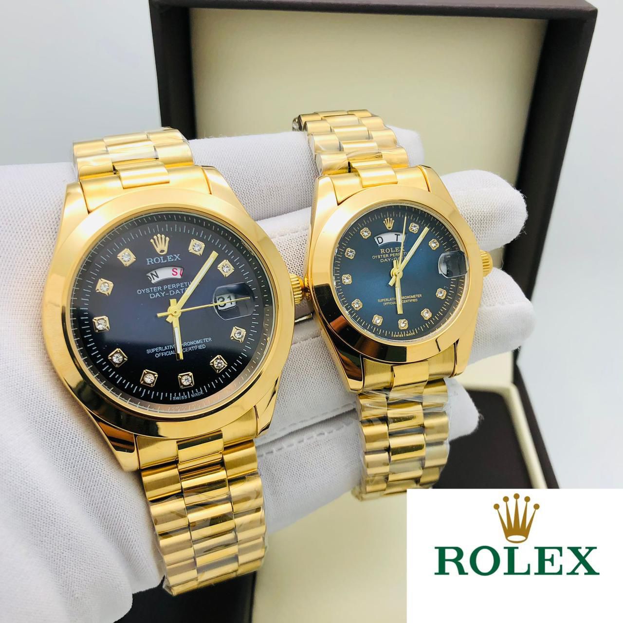 Rolex Stainless Steel Couple Watch With Rolex Box