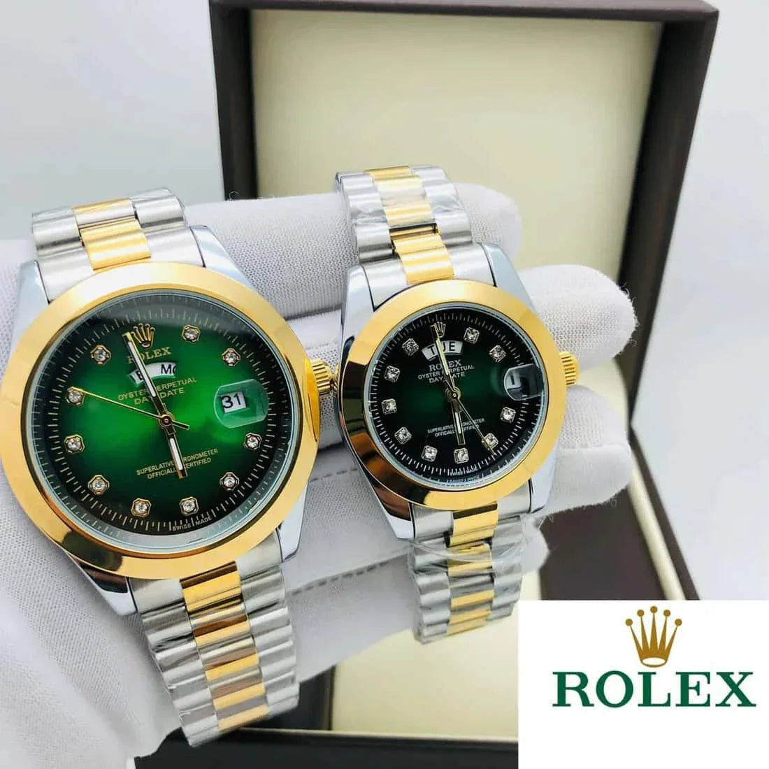 Rolex Stainless Steel Couple Watch With Rolex Box