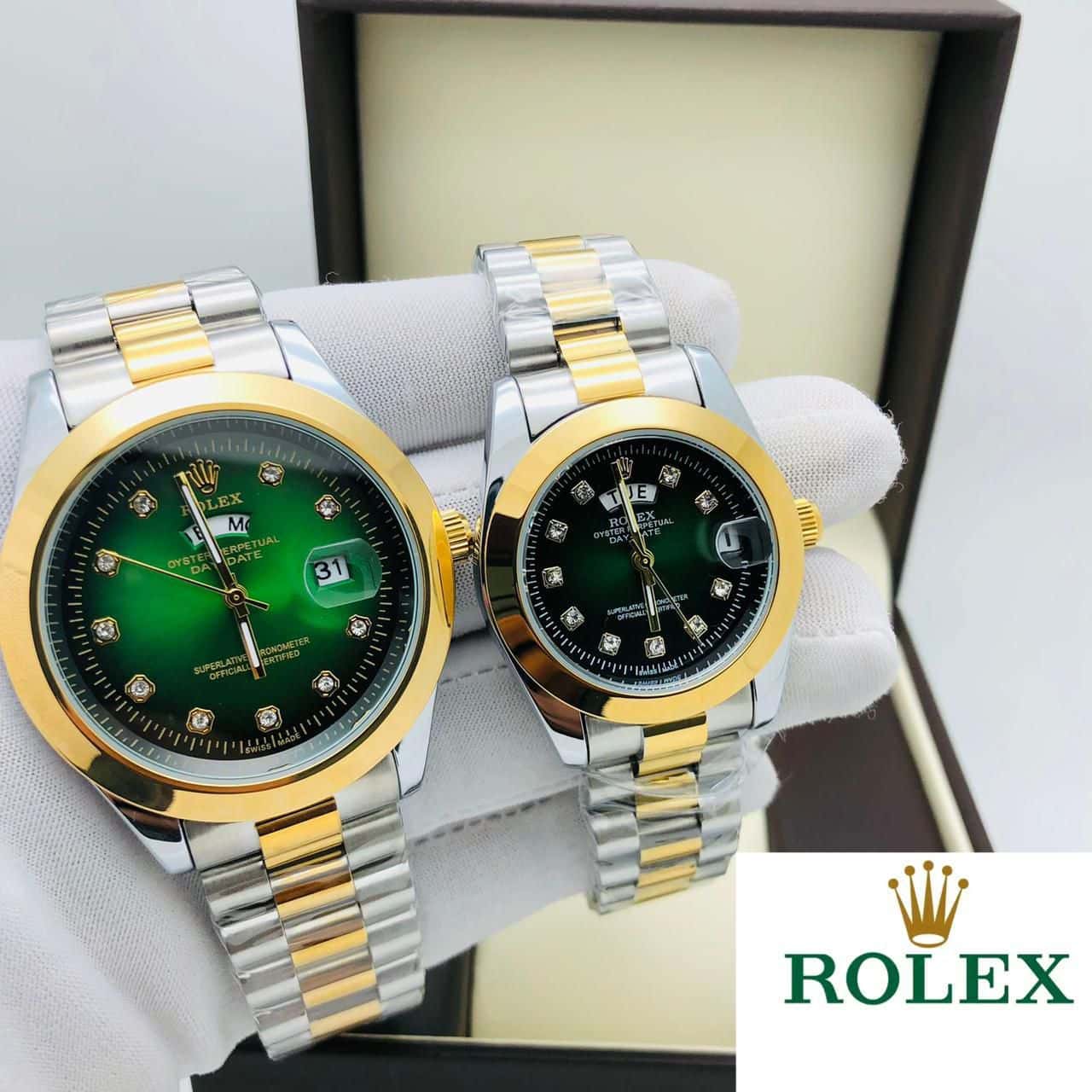 Rolex Stainless Steel Couple Watch With Rolex Box