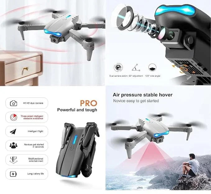 E99 Pro Drone Camera with Dual 720p Cameras Foldable Design