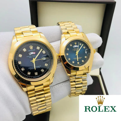 Rolex Stainless Steel Couple Watch With Rolex Box