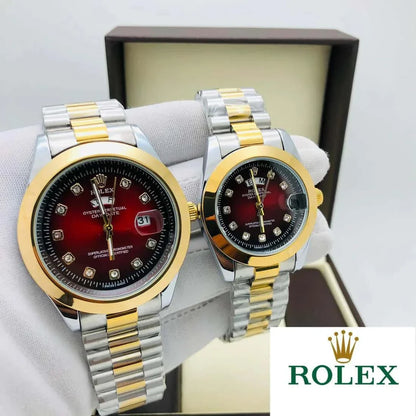 Rolex Stainless Steel Couple Watch With Rolex Box