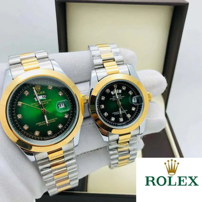 Rolex Stainless Steel Couple Watch With Rolex Box