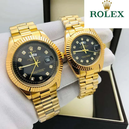 Rolex Stainless Steel Couple Watch With Rolex Box