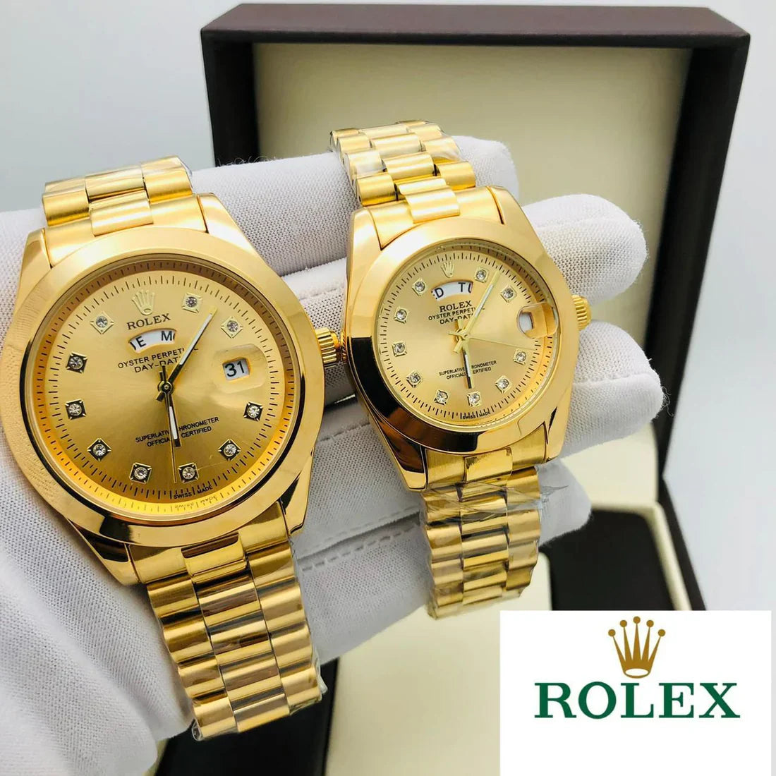 Rolex Stainless Steel Couple Watch With Rolex Box